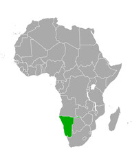 Karte von Namibia in Afrika