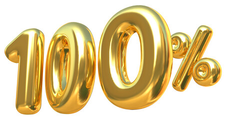 Fototapeta na wymiar 100 percent gold balloon offer in 3d