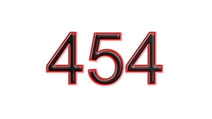 red 454 number 3d effect white background
