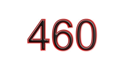 red 460 number 3d effect white background