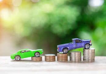 Saving money for trade car, finance or leasing concept.