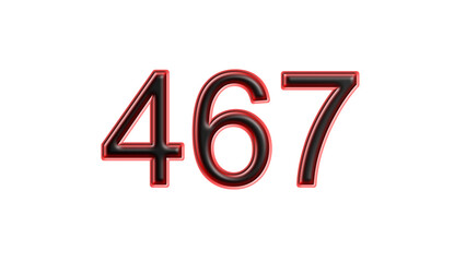 red 467 number 3d effect white background