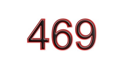 red 469 number 3d effect white background