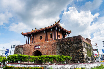 Building view of Hengchun ancient city gate (South Gate) in Pingtung, Taiwan, The city gate is one...