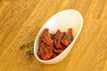 Sun-dried natural Italian tomato in the bowl