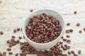 Roasted coffee bean in the bowl