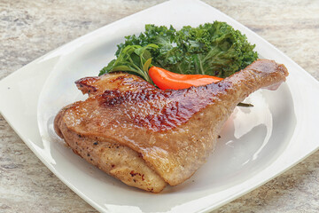 Roasted duck leg with orange sauce