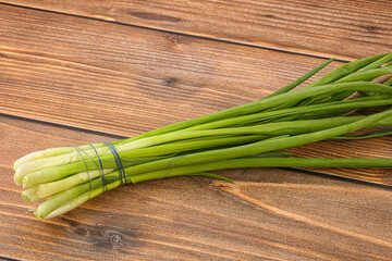 Raw young green onion heap