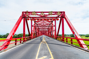 Fototapeta na wymiar Heritage of Steel Bridge at Xiluo township in Yunlin, Taiwan.