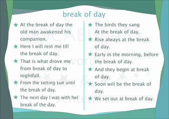 learning english break of day