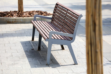 Wooden bench in the park.