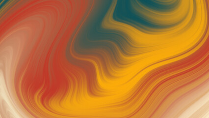 Fluid vibrant gradient of green yellow red beige colors with smooth movement in the frame moves quickly with bends with copy space. Abstract lines background concept