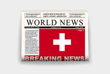 Obraz premium Switzerland country newspaper with flag, breaking news on newsletter, news concept, gazette page with headline