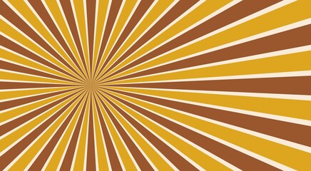 Sunlight retro horizontal background. Brown and golden burst background, retro background with rays, Sun beam ray pattern background Old paper starburst. Circus poster or placard