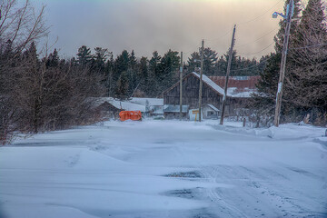 barn in winter