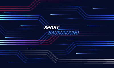 Modern colorful poster or banner for sports with light motion on gradient background. Vector illustration