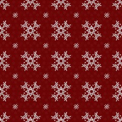 Christmas Snowflake Flat Colors Seamless Pattern On Red Background.Snowflake icon. Design for decorating,background, wallpaper, illustration, fabric, clothing.