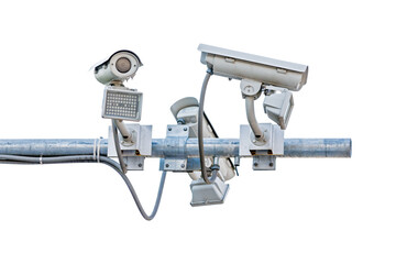 traffic CCTV camera isolated on white background