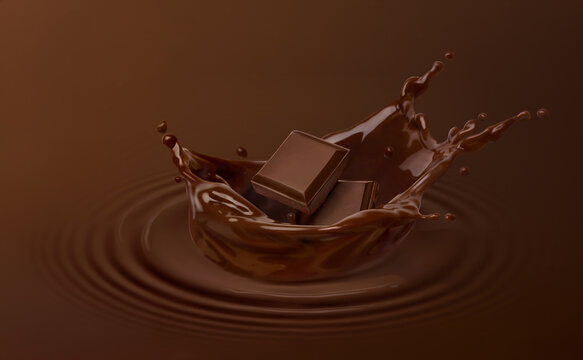 Chocolate bars with Chocolate splash.