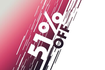 51 fifty-one Percent off price sale discount. isolated sell