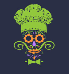 Kitchen chef icon logo, colorful background oversize for restaurant menu, mugs sticker, open and closed sign, t shirt design, wallpapers etc.