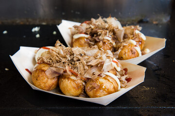 traditional food takoyaki (octopus ball)  japanese food.