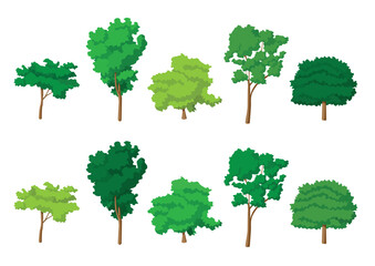 green tree fresh set collection isolated on white background illustration vector
