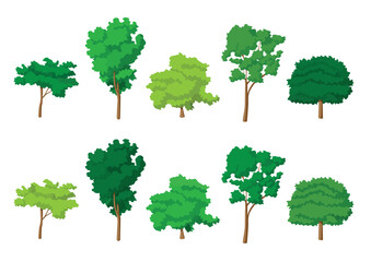 Fototapeta premium green tree fresh set collection isolated on white background illustration vector 