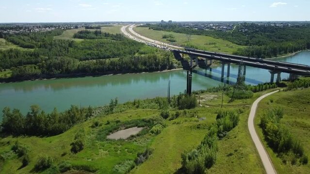 Rush hour traffic crosses the North Saskatchewan river on Anthony Henday Drive in Edmonton