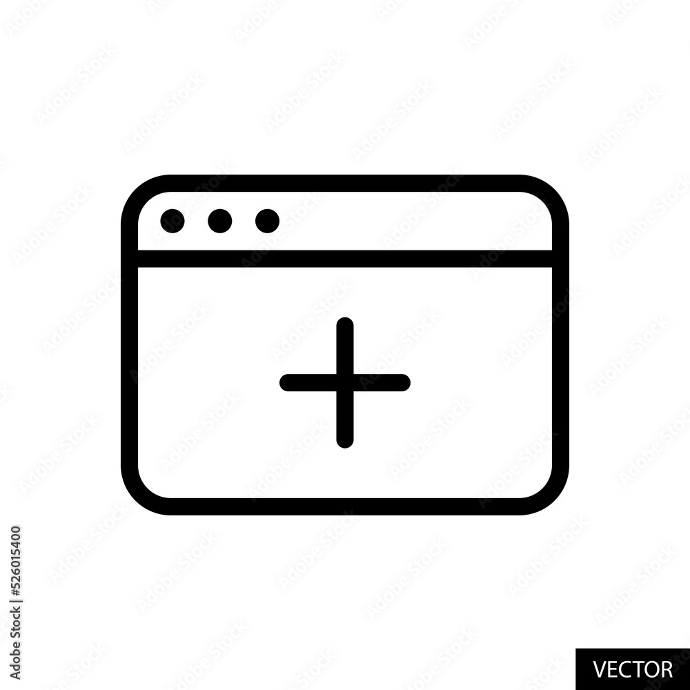 Poster add new tab vector icon in line style design for website design, app, ui, isolated on white backgrou