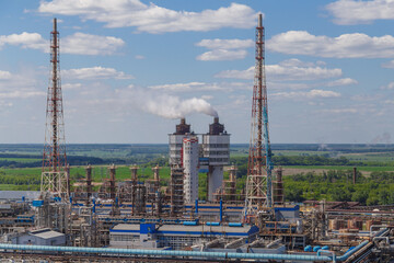 Fototapeta na wymiar Summer view of big chemical plant.