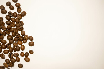 Coffee beans on a white background. 