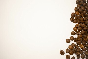Background with coffee beans. Coffee beans on a white background.