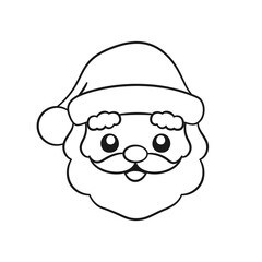 Obraz premium Happy Santa Claus head cartoon illustration line art. Coloring book page printable activity worksheet for kids.