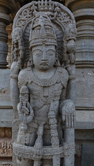 Fototapeta na wymiar The Beautiful Sculpture of Hindu God, Lakshminarshimha Temple, Javagal, Hassan. Karnataka, India.