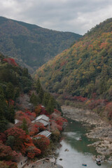 arashiyama mountains in autumn.