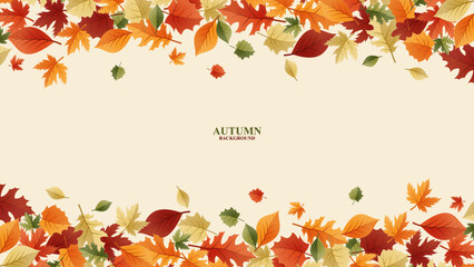 Autumn backgrounds with lots of leaves, thanksgiving template background vector, autumn concept