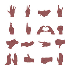 Body language semi flat color vector hand gestures set. Editable pose. Human body part on white. Cartoon style illustration for web graphic design, animation, sticker pack collection