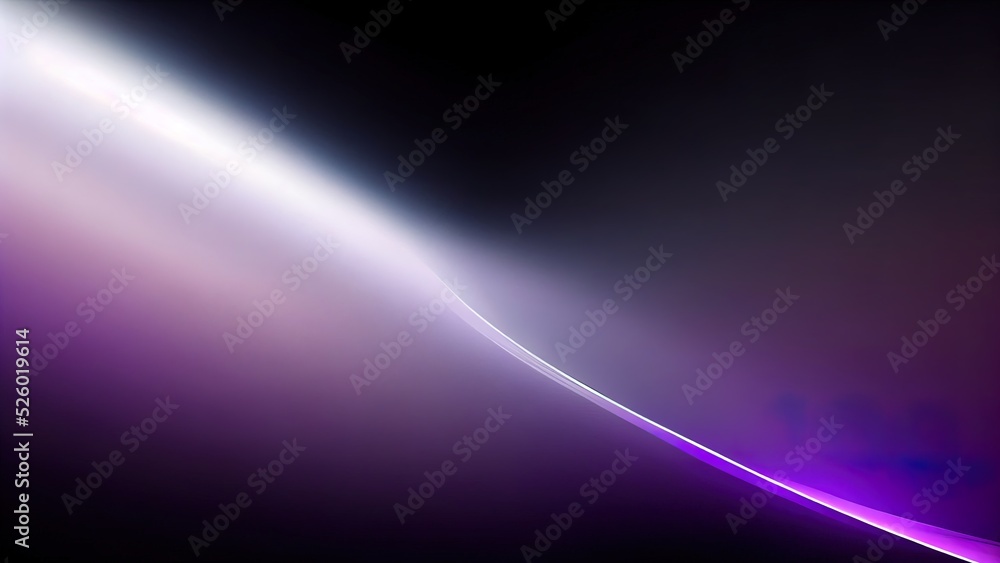 Poster purple light in space. abstract beam of shining purple light on black wallpaper. minimal futuristic 