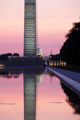 The obelisk or Washington Monument at sunrise, Washington D.C.,USA