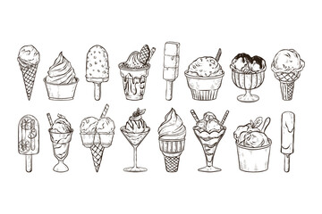 Set of Ice Cream Handdrawn Illustration
