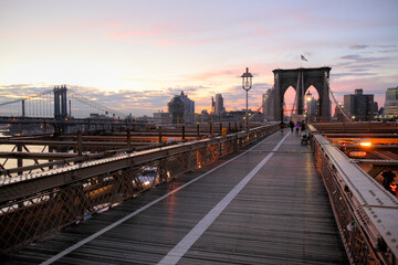 Brooklyn bridge at sunrise, New York City, USA
