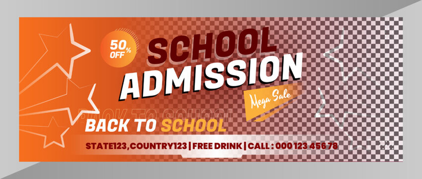 School Admission Baner with Star Ornaments