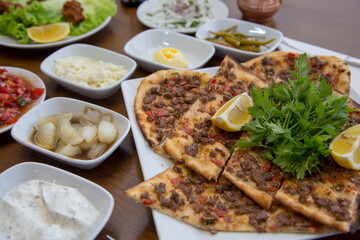 Turkey Pizza Lahmacun stock photo