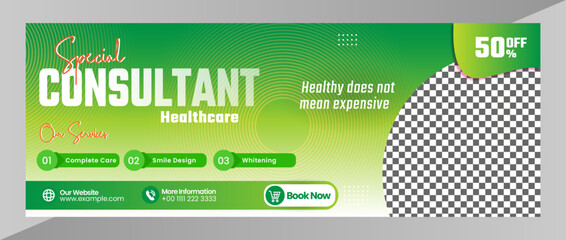 Healthcare Banner or Flyer Template with Green Color