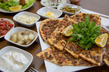 Turkey Pizza Lahmacun stock photo