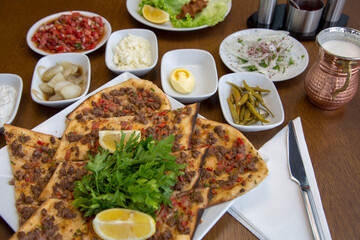 Turkey Pizza Lahmacun stock photo