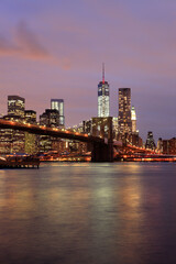 Brooklyn bridge and NYC skyline, New York City, USA