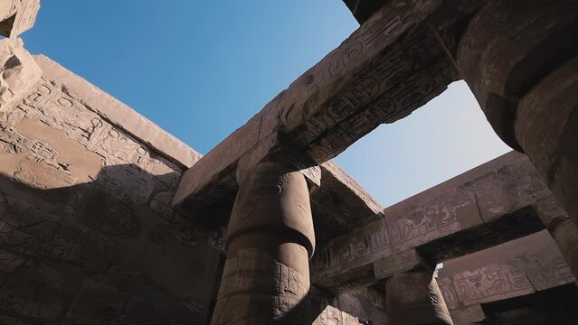 Huge Columns In The Karnak Temple, Egypt