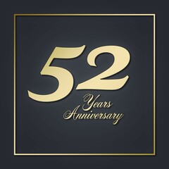 52 fifty-two Years anniversary design golden black. retro